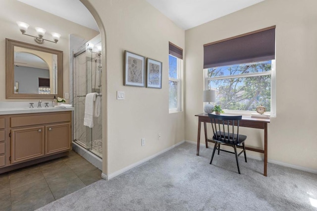 6104 Citracado Cir, Carlsbad, CA 92009 - bathroom with vanity and a shower stall