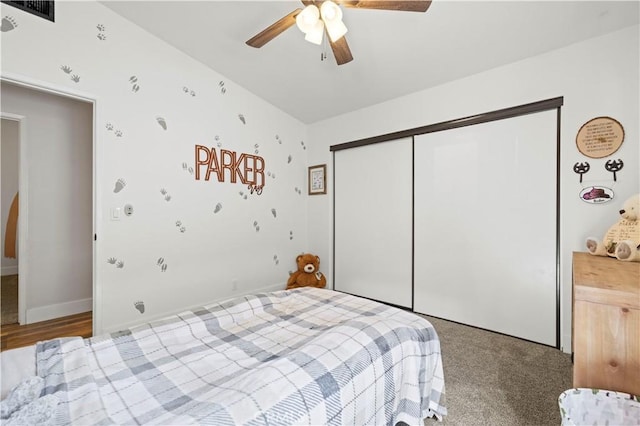 27724 Crookshank Dr, Saugus, CA 91350 - bedroom with a closet and ceiling fan