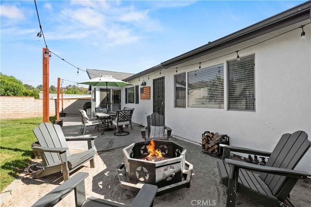 27724 Crookshank Dr, Saugus, CA 91350 - view of patio / terrace featuring a fire pit