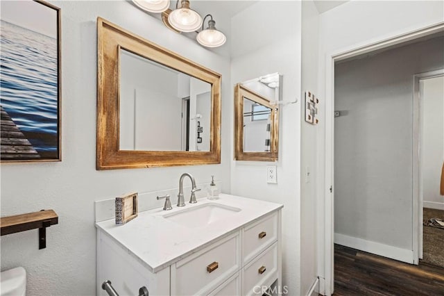 27724 Crookshank Dr, Saugus, CA 91350 - bathroom featuring vanity and wood finished floors