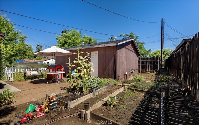 35147 Date Ave, Yucaipa, CA 92399 - view of outbuilding with a garden and a fenced backyard
