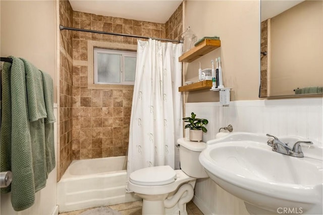 35147 Date Ave, Yucaipa, CA 92399 - bathroom featuring shower / tub combo and tile patterned flooring