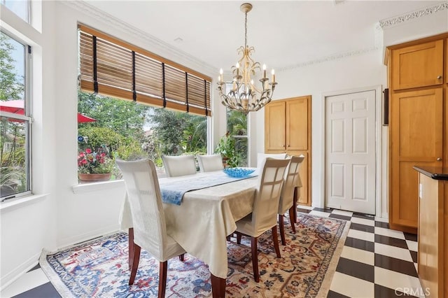 26942 Willow Tree Ln, Laguna Hills, CA 92653 - dining space featuring a chandelier and tile patterned floors