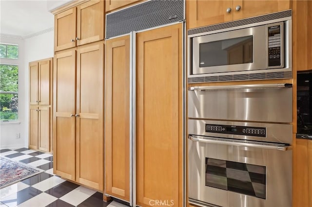 26942 Willow Tree Ln, Laguna Hills, CA 92653 - kitchen with built in appliances, tile patterned floors, and light brown cabinets