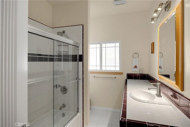 4766 Egret Ln, Paso Robles, CA 93446 - bathroom featuring vanity, shower / bath combination with glass door, and tile patterned floors