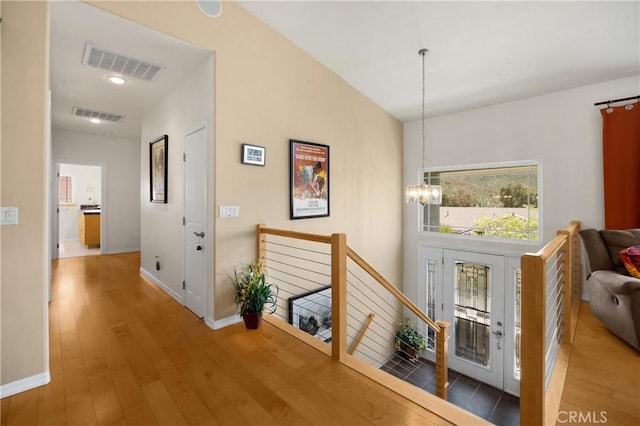 4766 Egret Ln, Paso Robles, CA 93446 - entrance foyer with a chandelier and wood finished floors