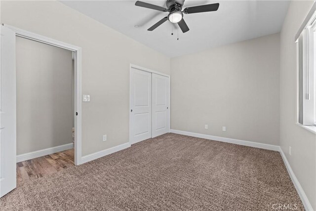 21813 Valley Vista Dr, Tehachapi, CA 93561 - unfurnished bedroom featuring carpet flooring, a closet, and a ceiling fan