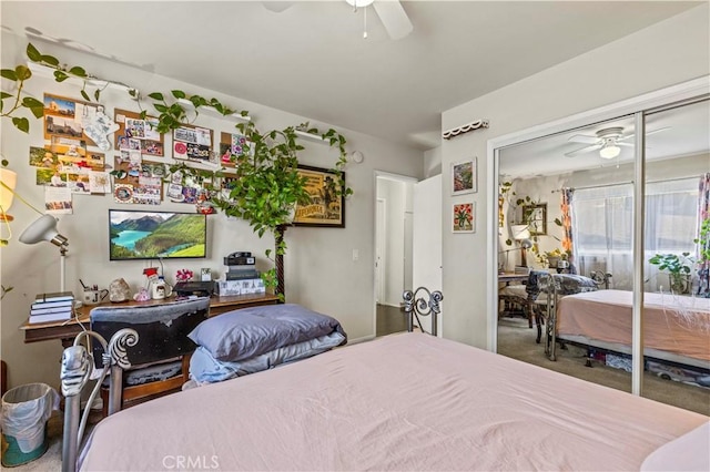 418 E Harvard Rd Unit D, Burbank, CA 91501 - bedroom featuring carpet flooring, ceiling fan, and a closet
