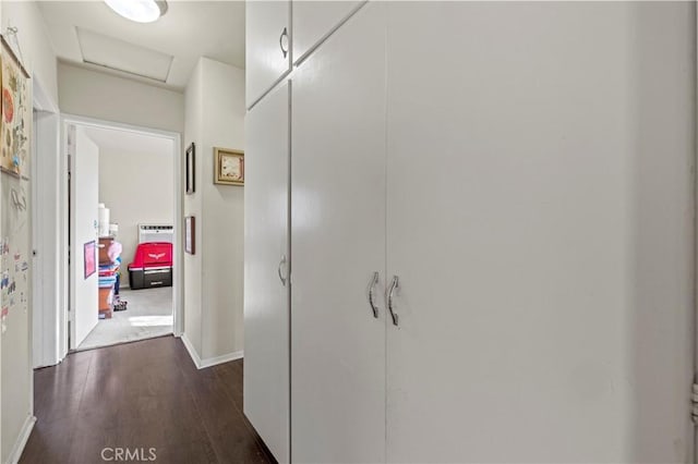 418 E Harvard Rd Unit D, Burbank, CA 91501 - hall featuring attic access and dark wood finished floors