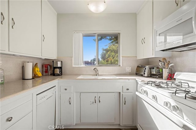 418 E Harvard Rd Unit D, Burbank, CA 91501 - kitchen with white appliances, light countertops, white cabinets, and tasteful backsplash