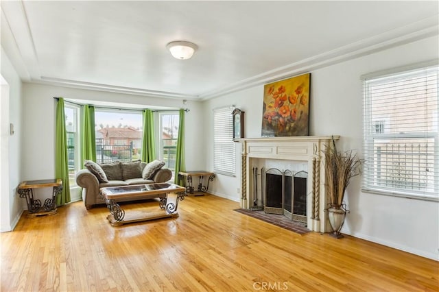 4519 9th Ave, Los Angeles, CA 90043 - living area featuring light wood-style floors, healthy amount of natural light, and a fireplace with flush hearth