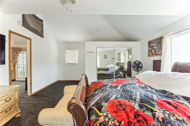 4519 9th Ave, Los Angeles, CA 90043 - bedroom with lofted ceiling, carpet floors, and multiple windows
