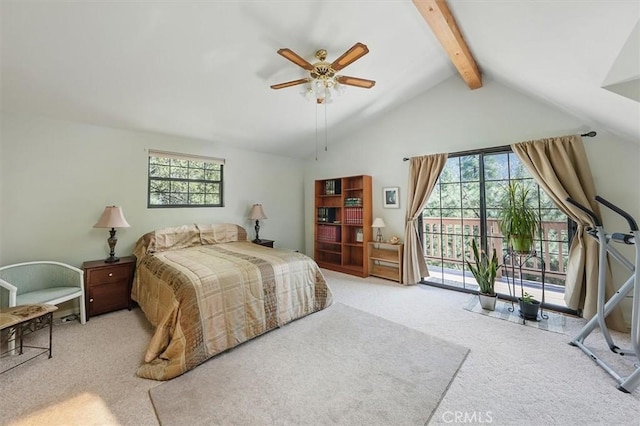 2229 Birchwood Way, Pine Mountain Club, CA 93222 - carpeted bedroom with access to exterior, multiple windows, and a ceiling fan