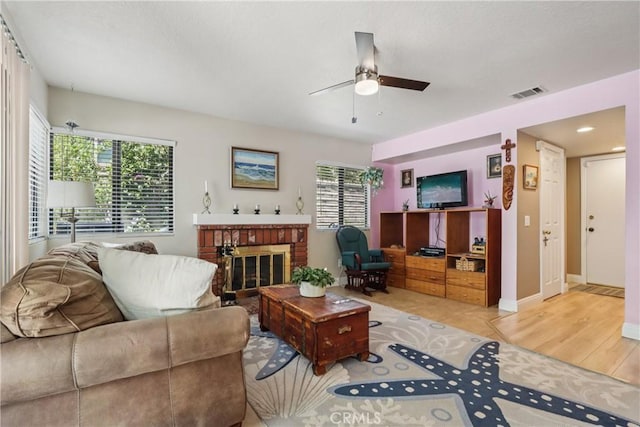 22024 Jeffers Ln, Saugus, CA 91350 - living area with a ceiling fan and a fireplace