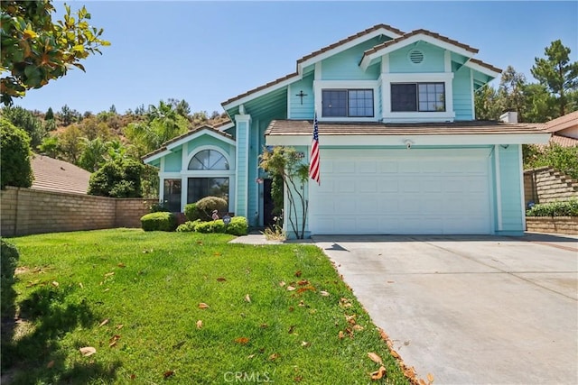 22024 Jeffers Ln, Saugus, CA 91350 - view of front of property with a garage, concrete driveway, and a tile roof