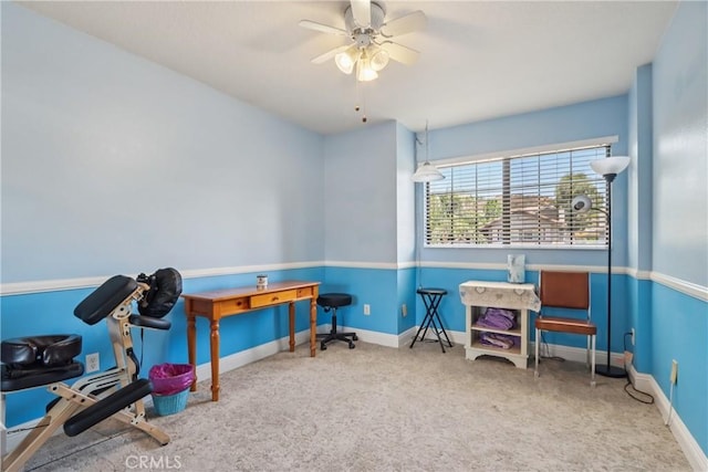 22024 Jeffers Ln, Saugus, CA 91350 - workout area featuring carpet flooring and ceiling fan