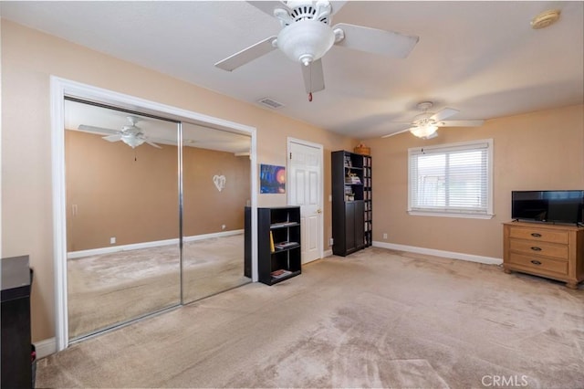 14913 San Ardo Dr, La Mirada, CA 90638 - unfurnished living room with a ceiling fan and carpet flooring