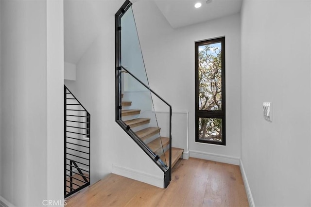 802 Bard St, Hermosa Beach, CA 90254 - entrance foyer with wood finished floors, stairs, and recessed lighting