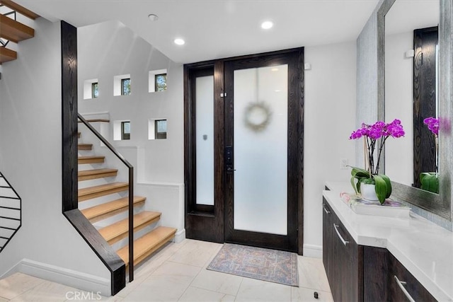 802 Bard St, Hermosa Beach, CA 90254 - foyer featuring stairway and recessed lighting