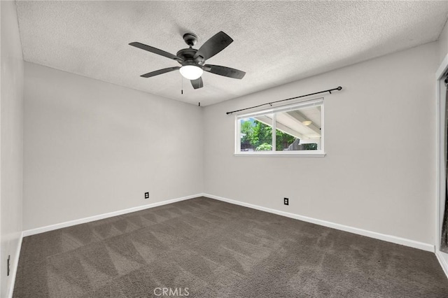 350 E Olive Ave, La Habra, CA 90631 - unfurnished room with dark colored carpet, a textured ceiling, and ceiling fan