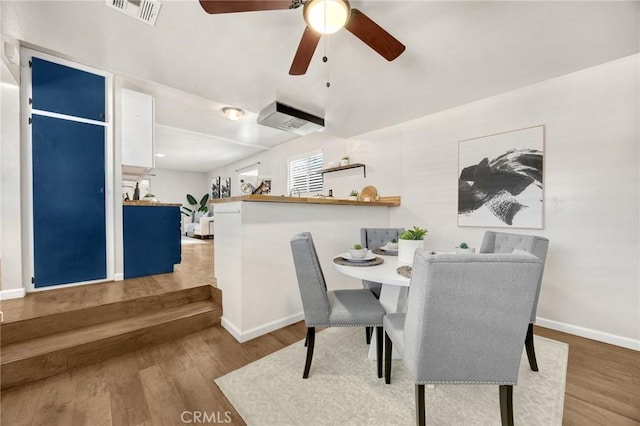 350 E Olive Ave, La Habra, CA 90631 - dining space with wood finished floors and a ceiling fan