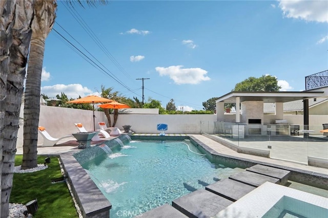 10418 Rubio Ave, Granada Hills, CA 91344 - view of pool with a patio area and a fenced backyard