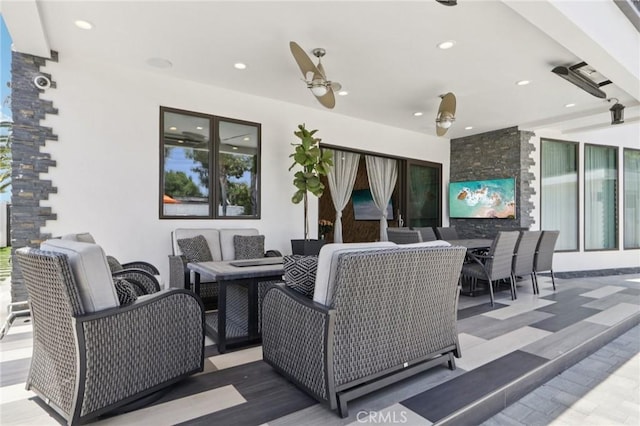 10418 Rubio Ave, Granada Hills, CA 91344 - view of patio with outdoor dining space and a ceiling fan