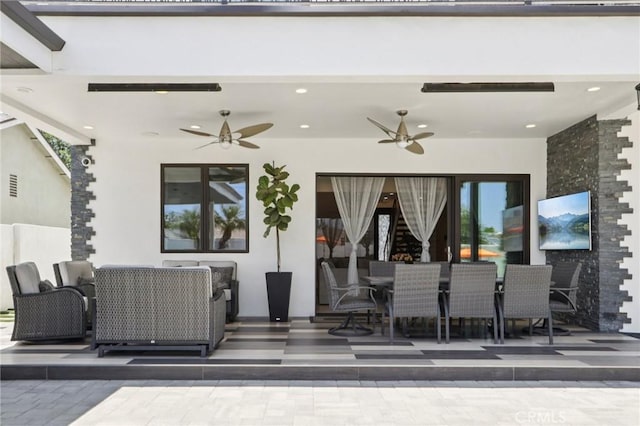 10418 Rubio Ave, Granada Hills, CA 91344 - view of patio with a ceiling fan and outdoor dining space