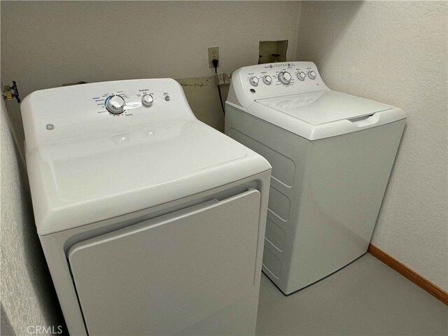 28714 Cruthers Creek Rd, Pearblossom, CA 93553 - washroom with separate washer and dryer and a textured wall