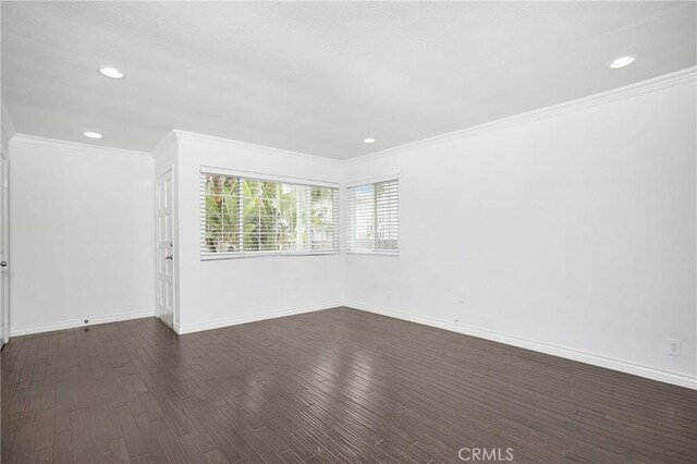 34561 Calle Portola, Dana Point, CA 92624 - spare room with crown molding, dark wood-style flooring, and recessed lighting