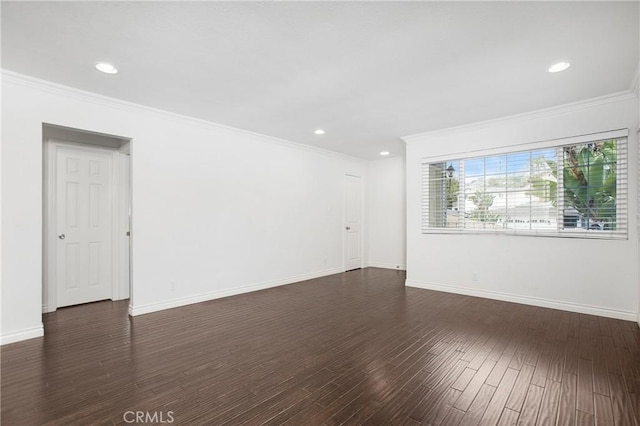 34561 Calle Portola, Dana Point, CA 92624 - unfurnished room with crown molding, dark wood-style flooring, and recessed lighting
