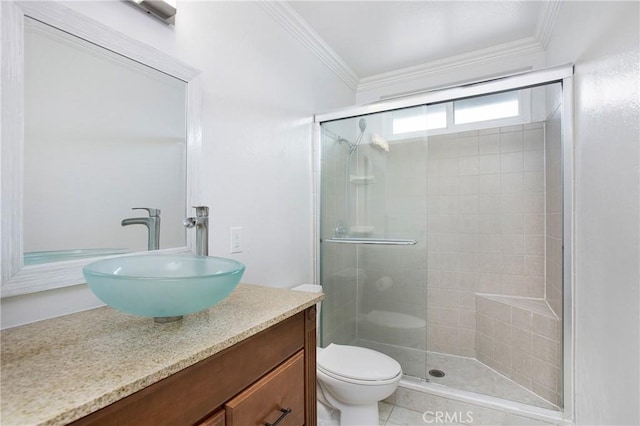 34561 Calle Portola, Dana Point, CA 92624 - full bath featuring a shower stall, vanity, and crown molding