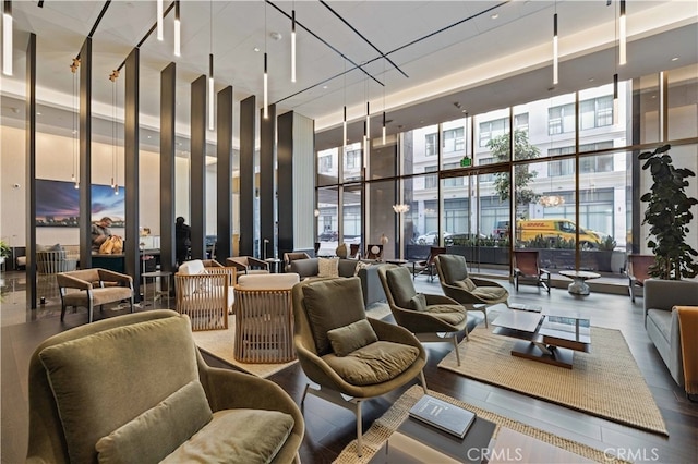 400 S Broadway Unit 1202, Los Angeles, CA 90013 - building lobby with expansive windows and a high ceiling