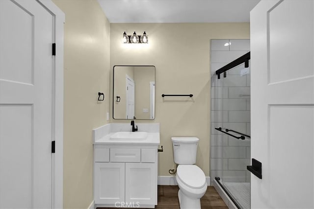 5350 Filbert St, Paradise, CA 95969 - full bath featuring a shower stall, vanity, and wood finished floors