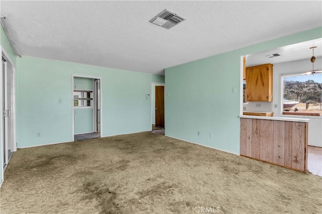 57136 Navajo Trl, Yucca Valley, CA 92284 - unfurnished living room featuring carpet floors and a textured ceiling