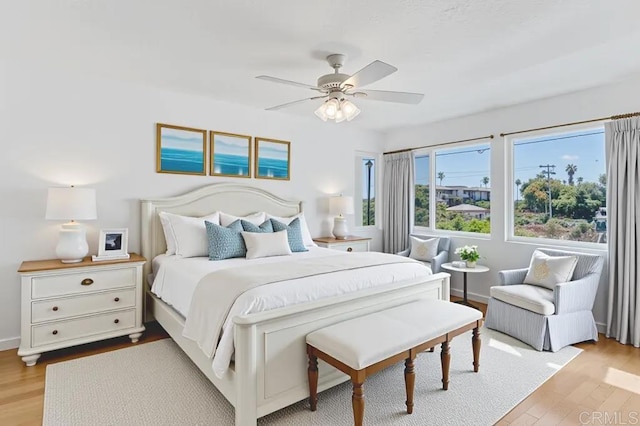 4014 Aguila St Unit F, Carlsbad, CA 92008 - bedroom with light wood-style flooring and a ceiling fan
