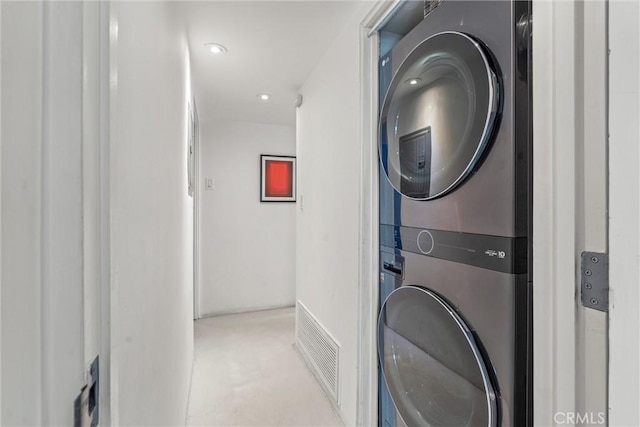 1230 Horn Ave Unit 101, West Hollywood, CA 90069 - washroom featuring estacked washer and dryer