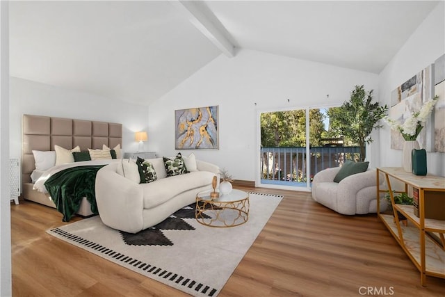 9 Aberdeen St, Irvine, CA 92620 - bedroom featuring wood finished floors, high vaulted ceiling, and beam ceiling