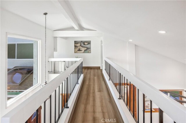 9 Aberdeen St, Irvine, CA 92620 - hallway featuring wood finished floors, recessed lighting, and an upstairs landing
