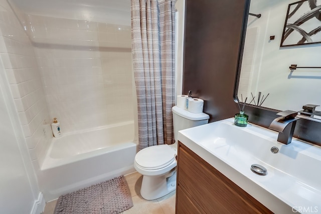 6938 Laurel Canyon Blvd Unit 101, North Hollywood, CA 91605 - bathroom featuring shower / bath combo with shower curtain, vanity, and tile patterned flooring
