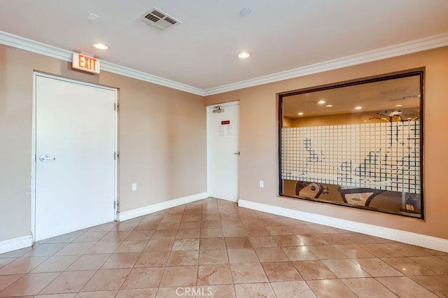 6938 Laurel Canyon Blvd Unit 101, North Hollywood, CA 91605 - unfurnished room featuring crown molding, recessed lighting, and light tile patterned floors