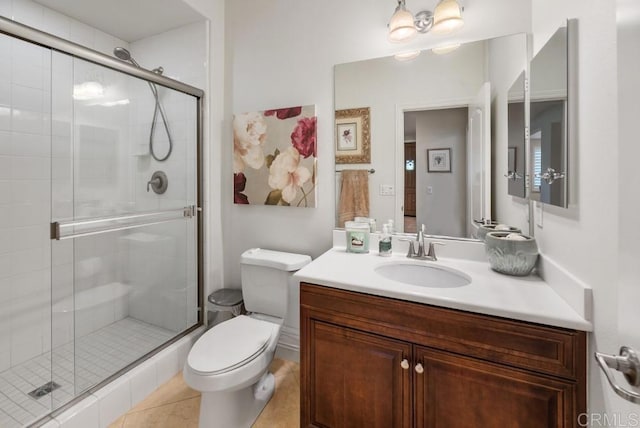 16210 Bluestar Way, San Diego, CA 92127 - bathroom featuring vanity, a stall shower, and tile patterned floors