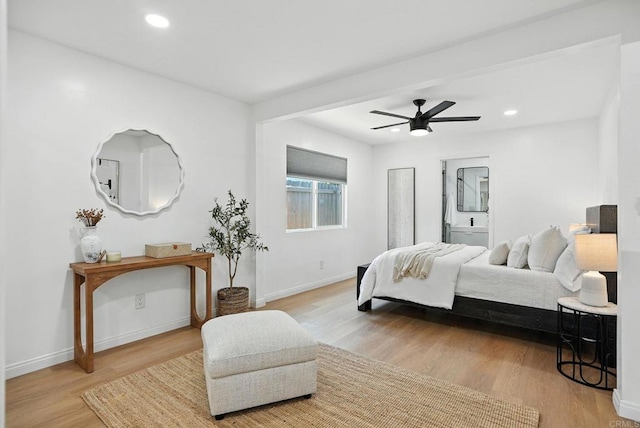 4862 Kesling Ct, San Diego, CA 92117 - bedroom featuring light wood-type flooring, recessed lighting, and ceiling fan