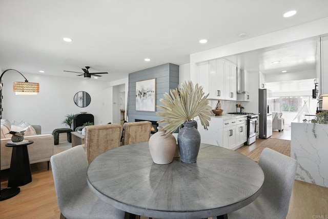 4862 Kesling Ct, San Diego, CA 92117 - dining space featuring ceiling fan, recessed lighting, and light wood-type flooring