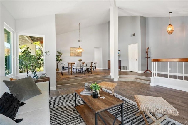 1879 Falconer Ct, Vista, CA 92081 - living area with wood finished floors and high vaulted ceiling
