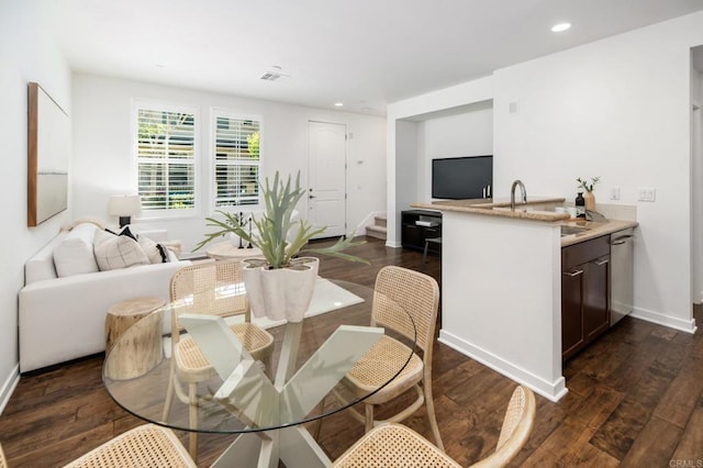 10667 Golden Willow Unit 152, San Diego, CA 92130 - dining room featuring dark wood-style flooring and recessed lighting