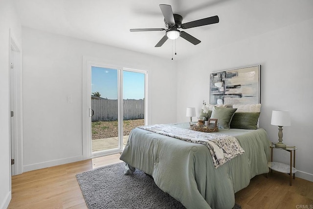 3939 Magnolia Rd, Oceanside, CA 92058 - bedroom with access to exterior, light wood-style floors, and ceiling fan
