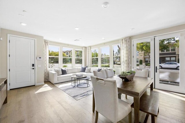 16755 Coyote Bush Dr Unit 15, San Diego, CA 92127 - dining space featuring light wood-style flooring and recessed lighting