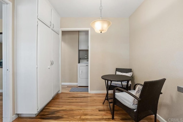 2072 Golden Circle Dr, Escondido, CA 92026 - living area featuring washer / dryer and light wood-style flooring