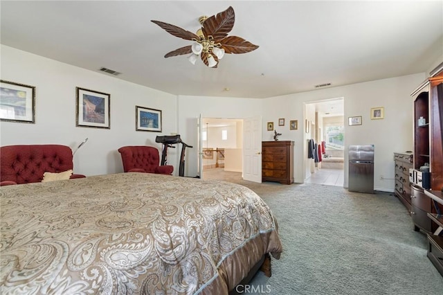 6411 Puma Pl, Rancho Cucamonga, CA 91737 - bedroom featuring ensuite bathroom, carpet, and ceiling fan
